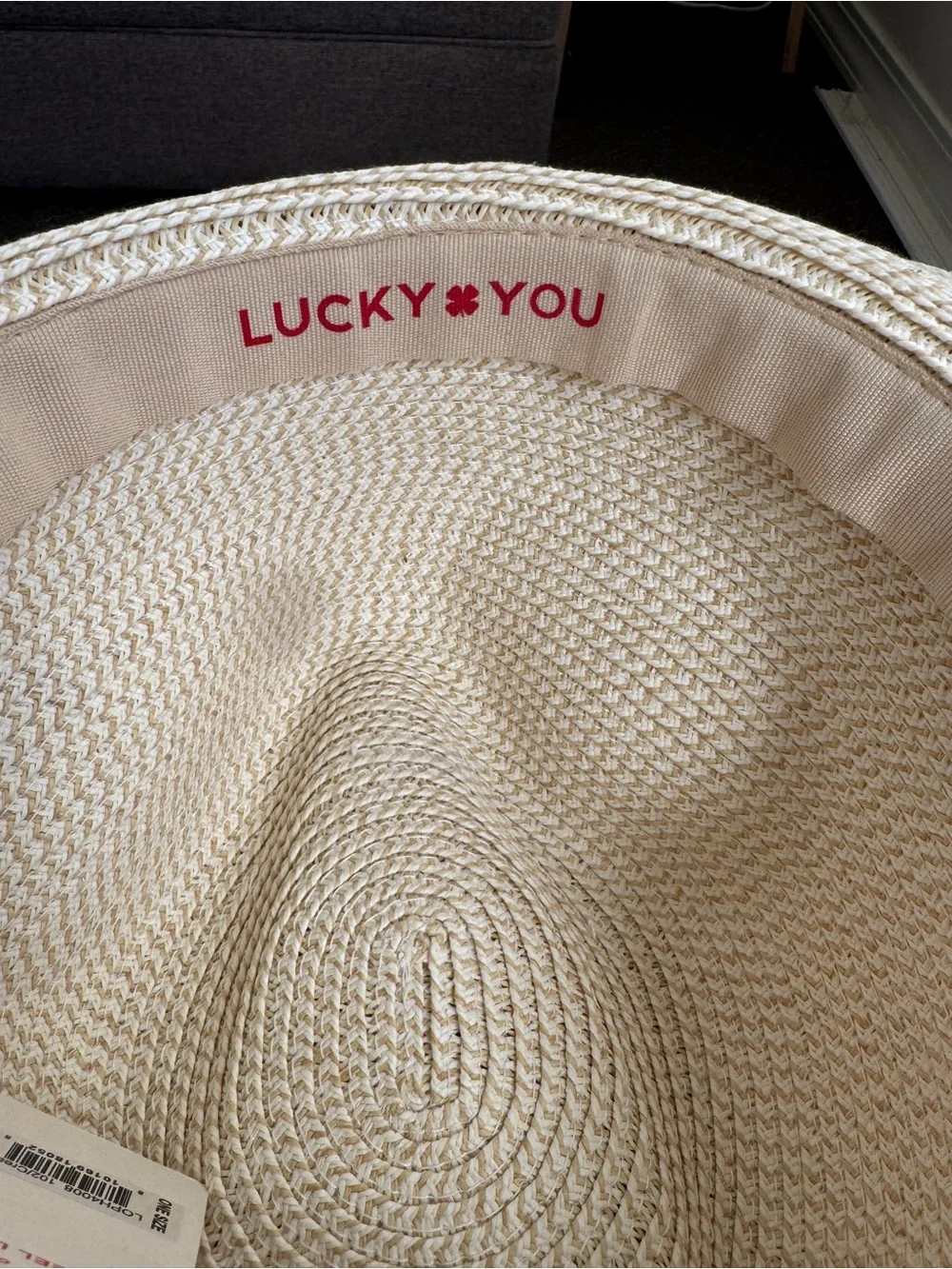 Lucky Brand Cream Straw Fedora Hat with Brown Leather Band